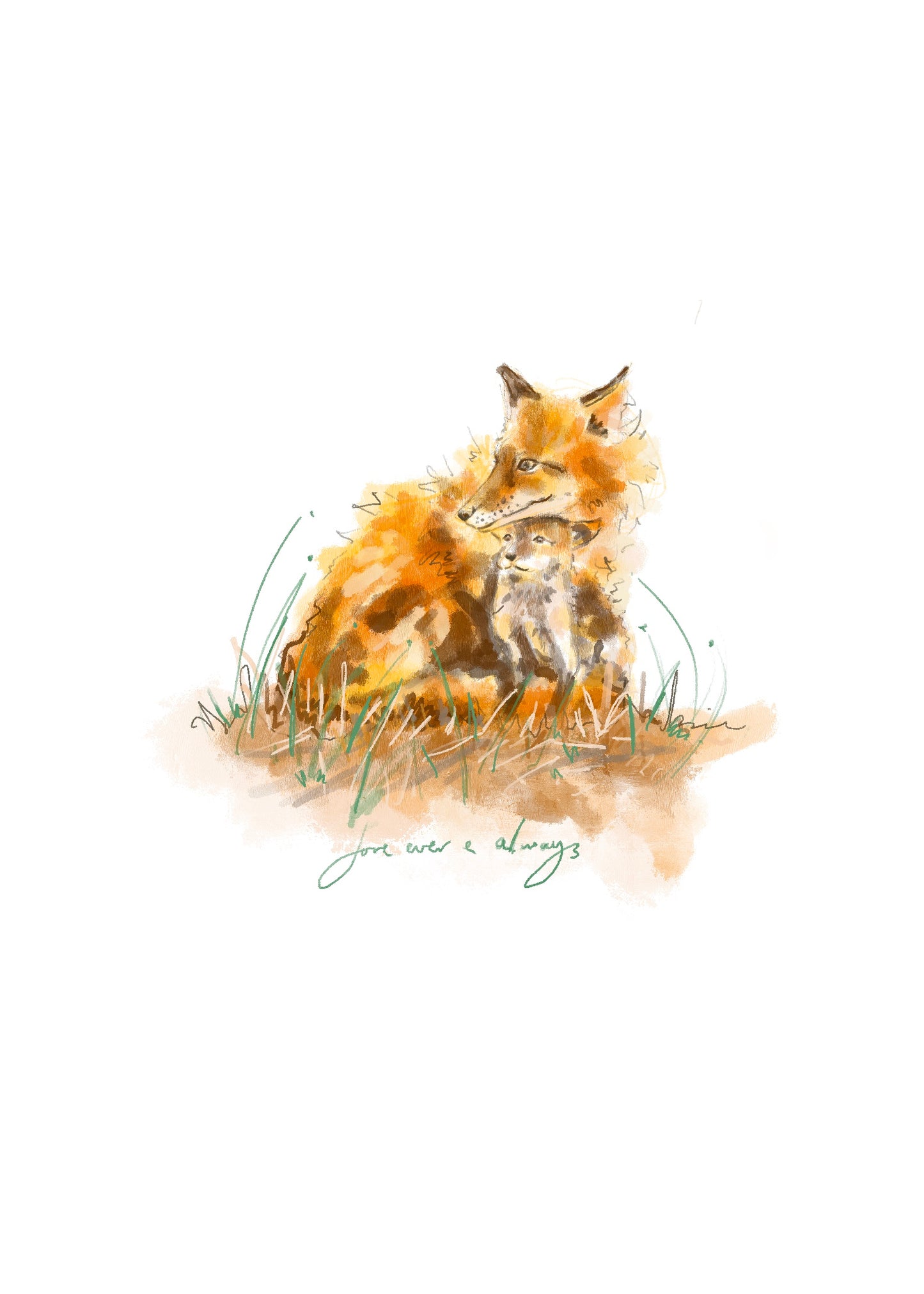 A4 Fox and Baby