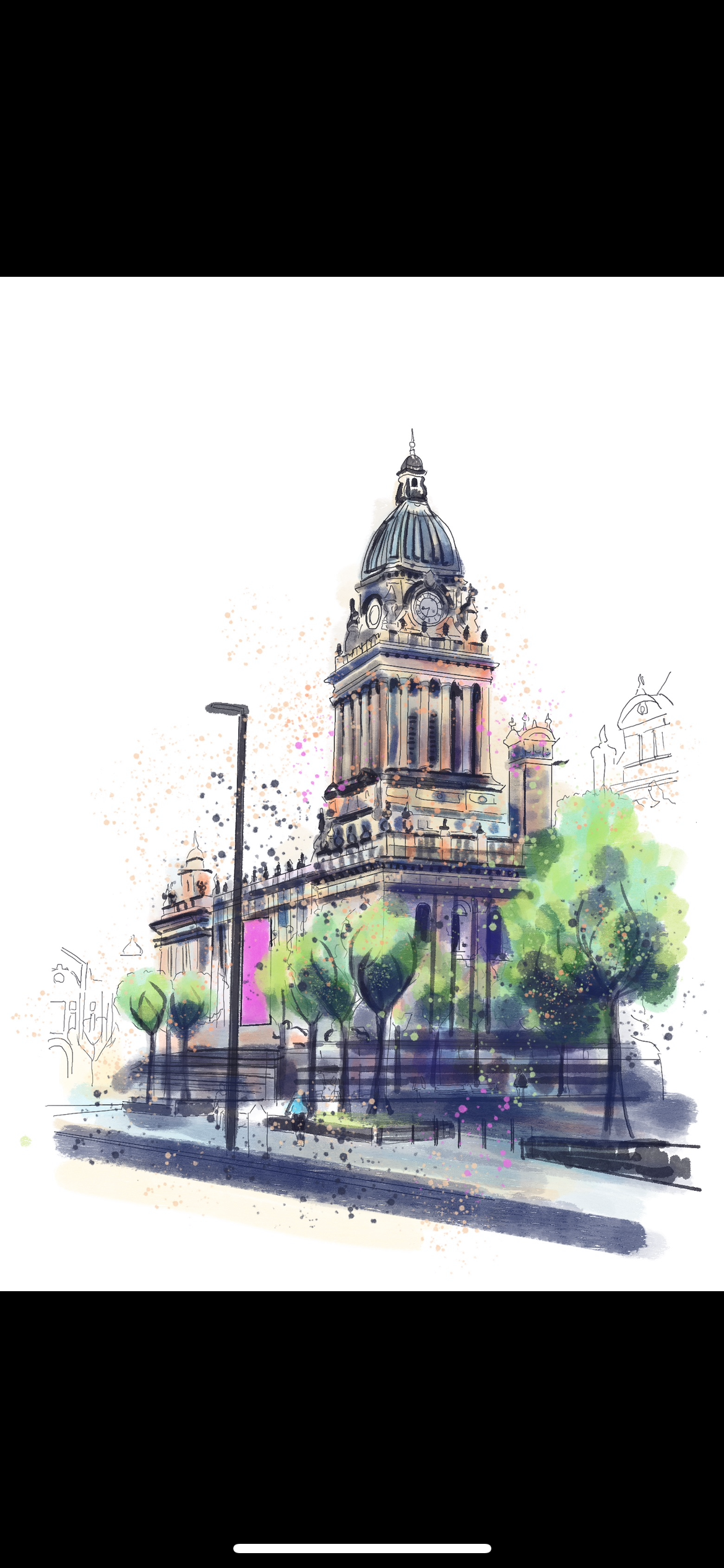 A3 Leeds Town Hall Print