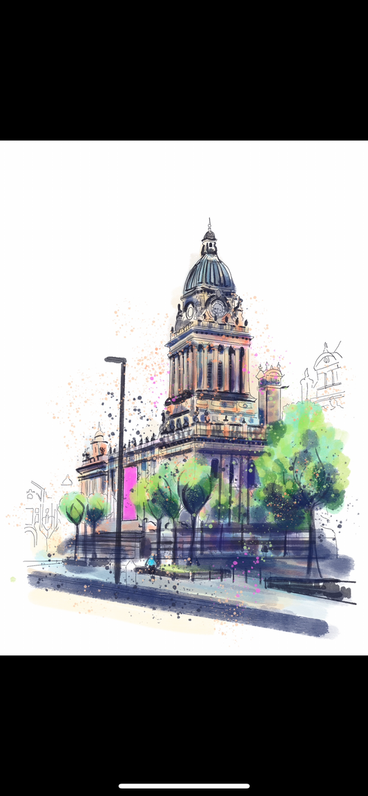 A4 Leeds Town Hall Print